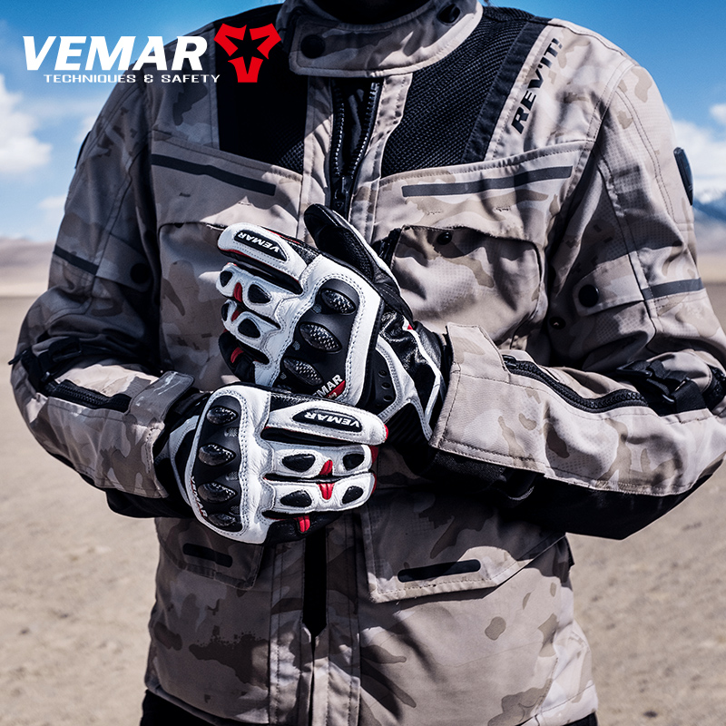 Motorcycle Gloves Leather Knuckle - 사계절용 오토바이 장갑 가죽 풀핑거 터치스크린