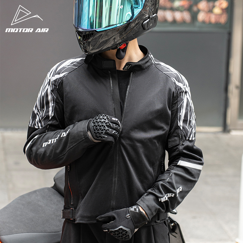 Motorcycle Mesh Jacket Summer Breathable - 블랙 오토바이 재킷 남성 의류 라이딩