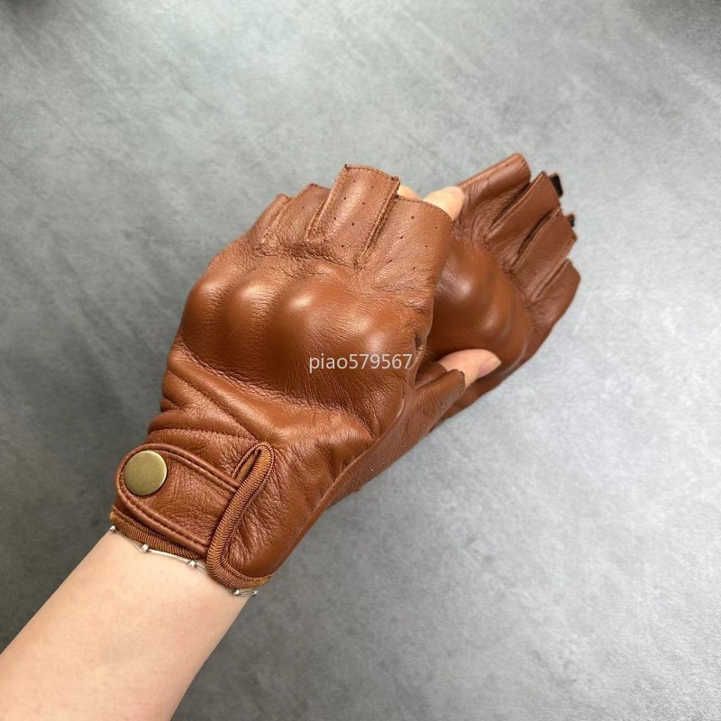 Motorcycle Gloves Leather Knuckle - 정품 가죽 하프 핑거 오토바이 장갑