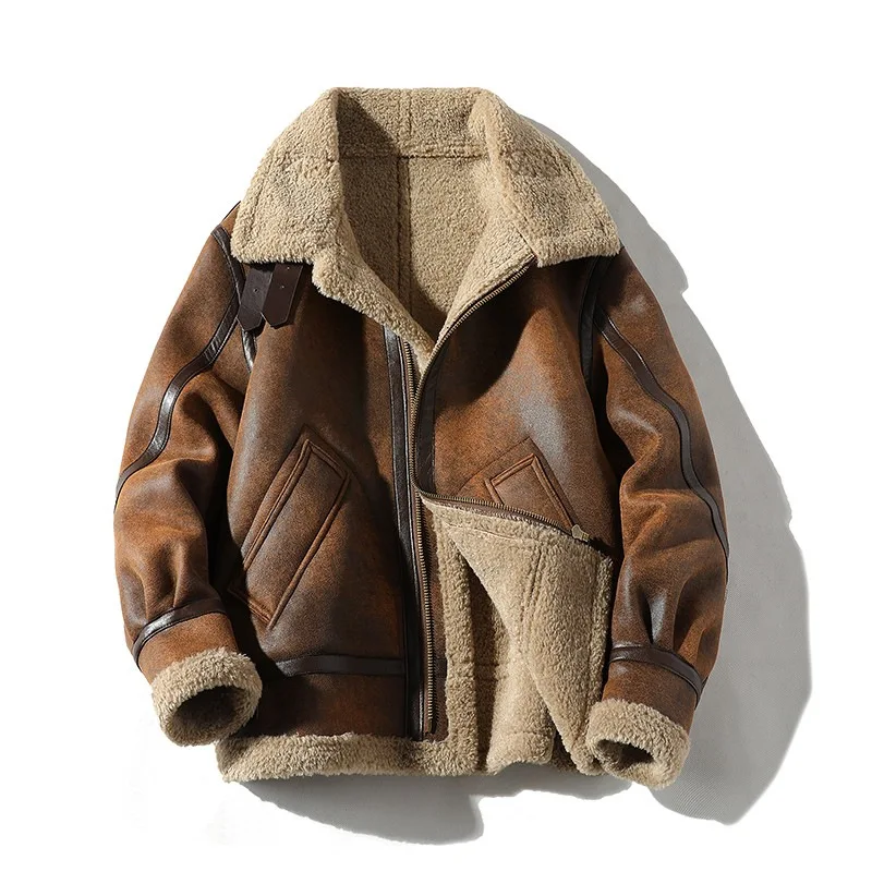 Motorcycle Jacket Thermal Liner - 탑파이트 레트로 스웨이드 램스울 재킷, 남성용