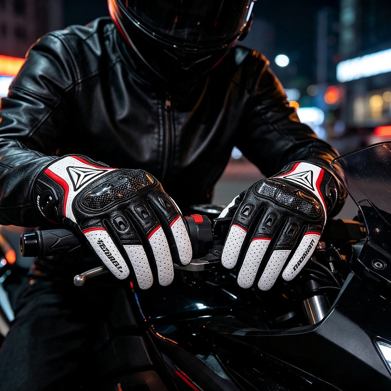 Motorcycle Gloves Leather Knuckle - 진짜 가죽 오토바이 장갑 풀 핑거