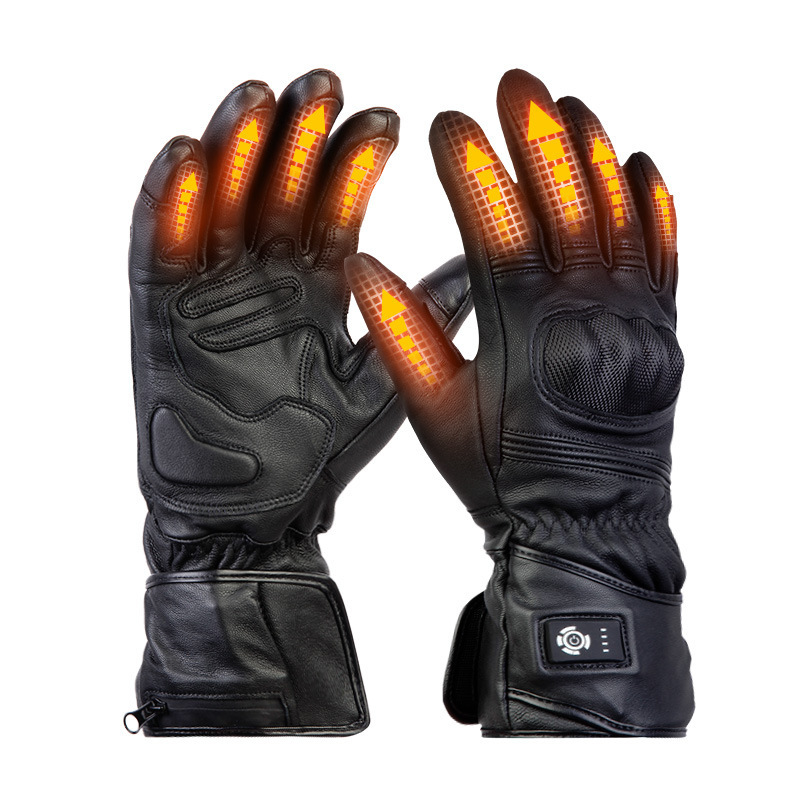 Motorcycle Gloves Leather Knuckle - 7.4V 발열 가죽 오토바이 장갑, 충전식