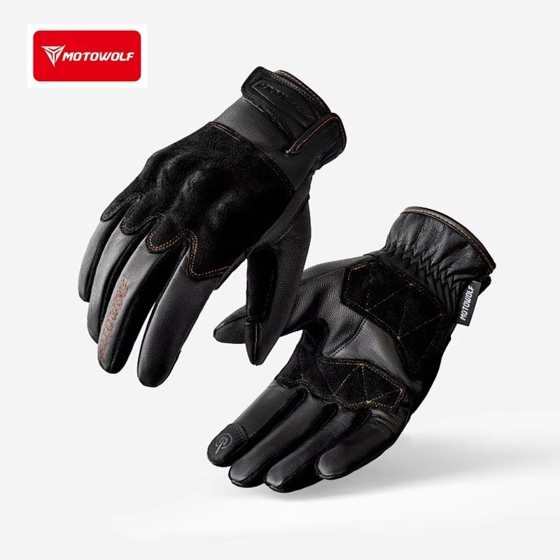 Motorcycle Gloves Leather Knuckle - 오토바이 라이딩 장갑 가죽 터치스크린 내구성