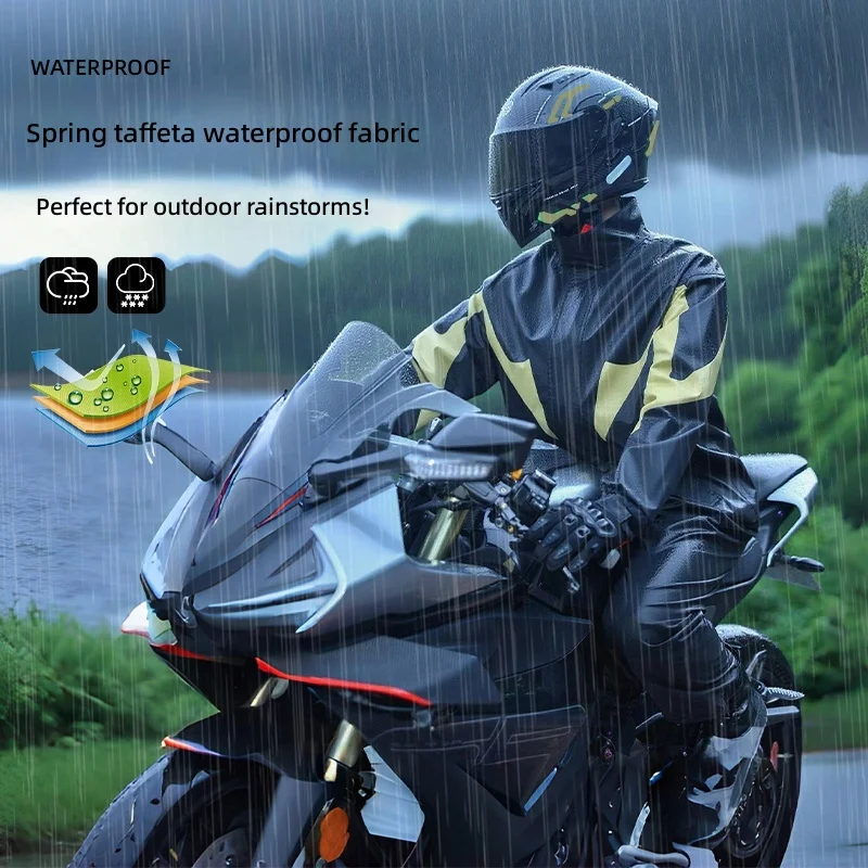 Motorcycle Rain Suit 2 Piece - 오토바이 레인슈트 방수 2피스 블랙 골드