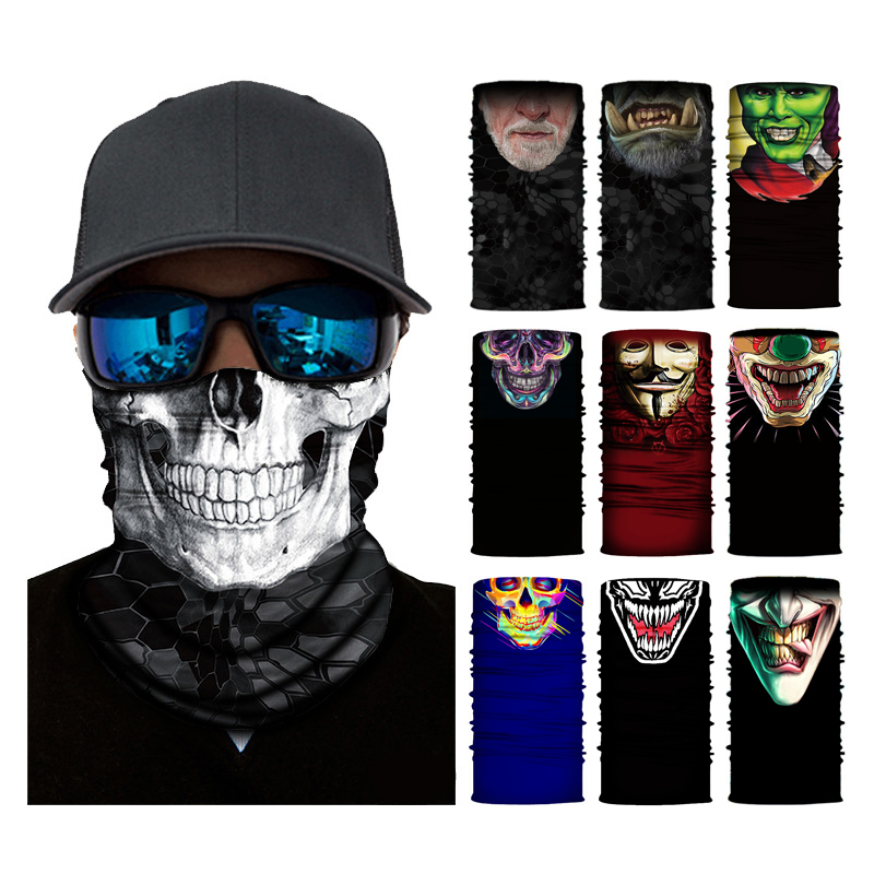 Motorcycle Neck Gaiter Balaclava - 3D 해골 무늬 발라클라바 심리스 오토바이