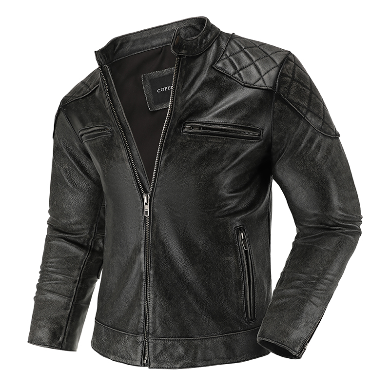 Leather Motorcycle Jacket Biker - 남성용 레트로 가죽 재킷, 오토바이 라이딩