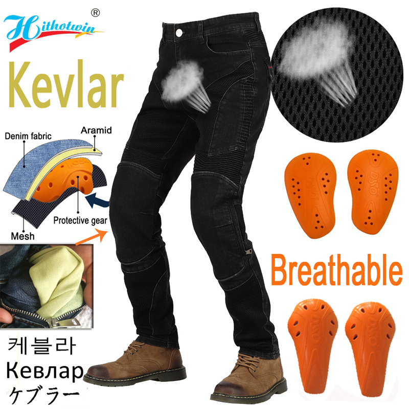Motorcycle Pants Riding Armored - 남성용 케블라 오토바이 청바지, 여름용 냉감