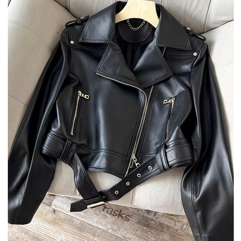 Leather Motorcycle Jacket Biker - 고품질 양가죽 여성용 진짜 가죽 재킷