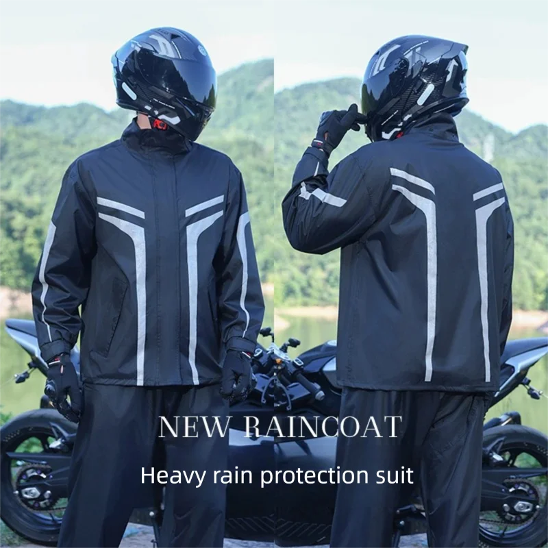 Motorcycle Rain Suit 2 Piece - 오토바이 레인슈트 방수 2피스 반사 후드