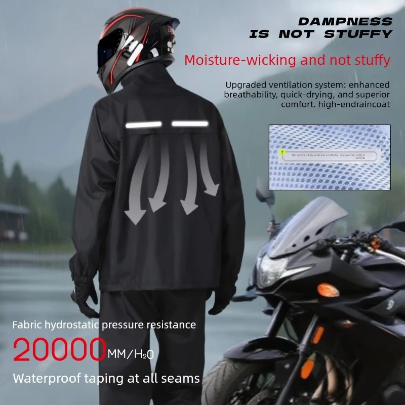새로운 블랙 오토바이 레인슈트 남녀 공용 방수 보호 레 - Motorcycle Rain Suit 2 Piece 리뷰 및 가격