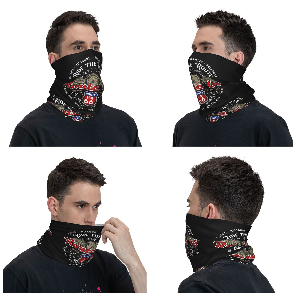 Custom Ride The Route 66 Banda - Motorcycle Neck Gaiter Balaclava 리뷰 및 가격