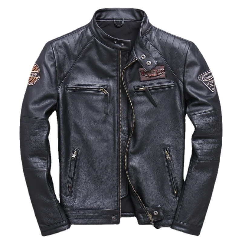 빈티지 남성용 천연 가죽 바이커 재킷, 슬림 100%  - Leather Motorcycle Jacket Biker 리뷰 및 가격
