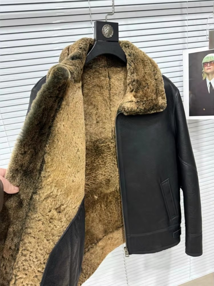 남성용 겨울 턴다운 칼라 따뜻한 양모 안감 양가죽 정품 - Leather Motorcycle Jacket Biker 리뷰 및 가격