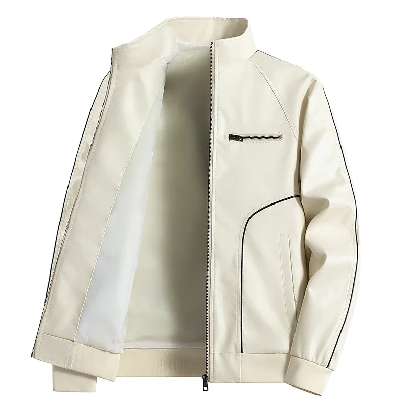 남성용 클래식 레트로 레이싱 스타일 가죽 재킷, 스탠드 - Leather Motorcycle Jacket Biker 리뷰 및 가격