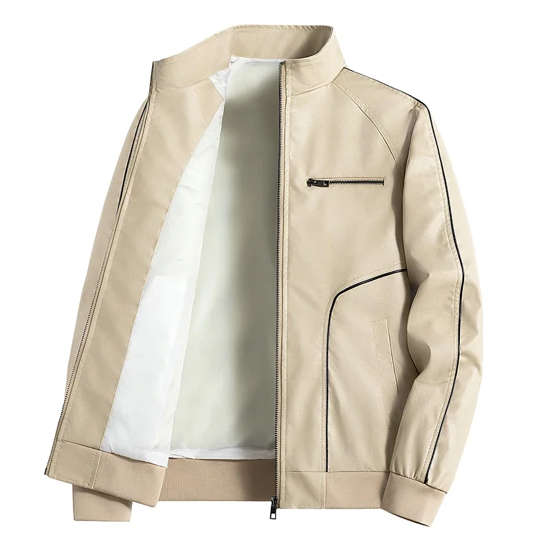 남성용 클래식 레트로 레이싱 스타일 가죽 재킷, 스탠드 - Leather Motorcycle Jacket Biker 리뷰 및 가격