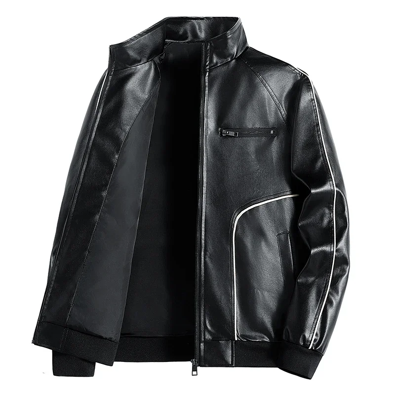 남성용 클래식 레트로 레이싱 스타일 가죽 재킷, 스탠드 - Leather Motorcycle Jacket Biker 리뷰 및 가격