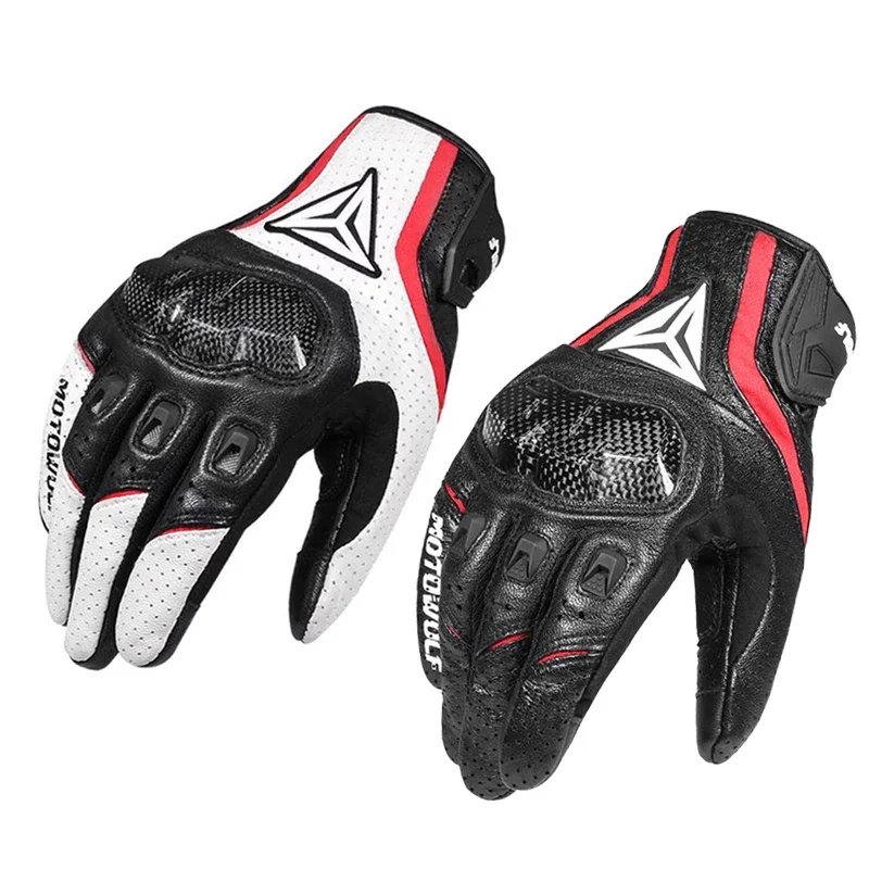 진짜 가죽 오토바이 장갑 풀 핑거 카본 파이버 너클 보 - Motorcycle Gloves Leather Knuckle 리뷰 및 가격