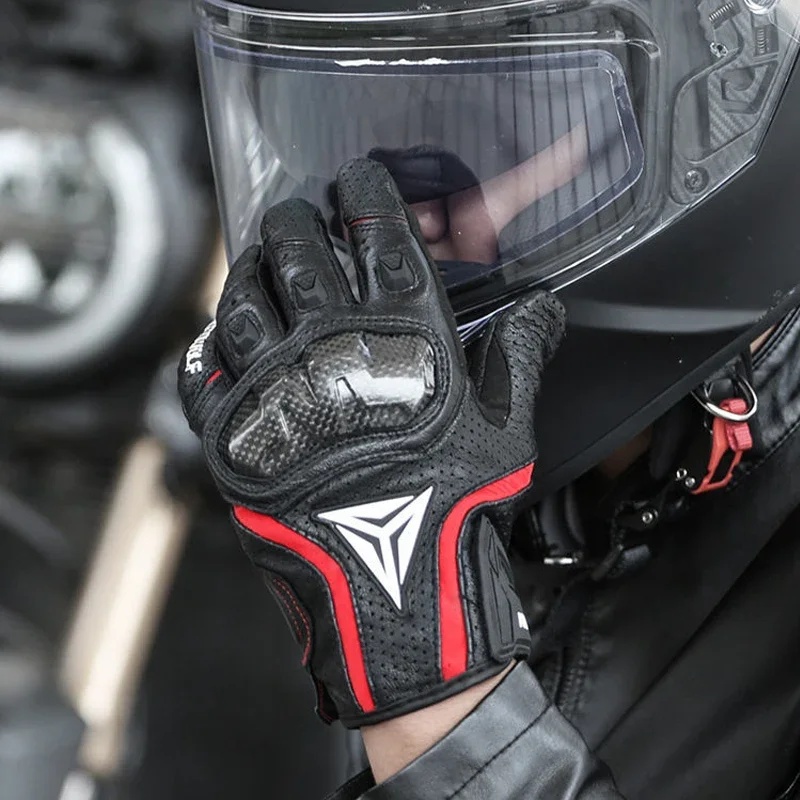 진짜 가죽 오토바이 장갑 풀 핑거 카본 파이버 너클 보 - Motorcycle Gloves Leather Knuckle 리뷰 및 가격