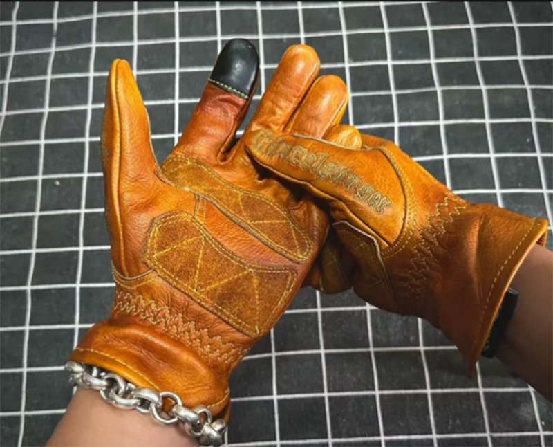 수제 진짜 가죽 레트로 오토바이 장갑, 풀 핑거 터치  - Motorcycle Gloves Leather Knuckle 리뷰 및 가격