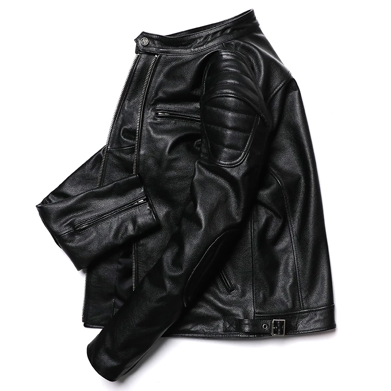 클래식 오토바이 천연 가죽 재킷, 천연 소가죽 슬림 모 - Leather Motorcycle Jacket Biker 리뷰 및 가격