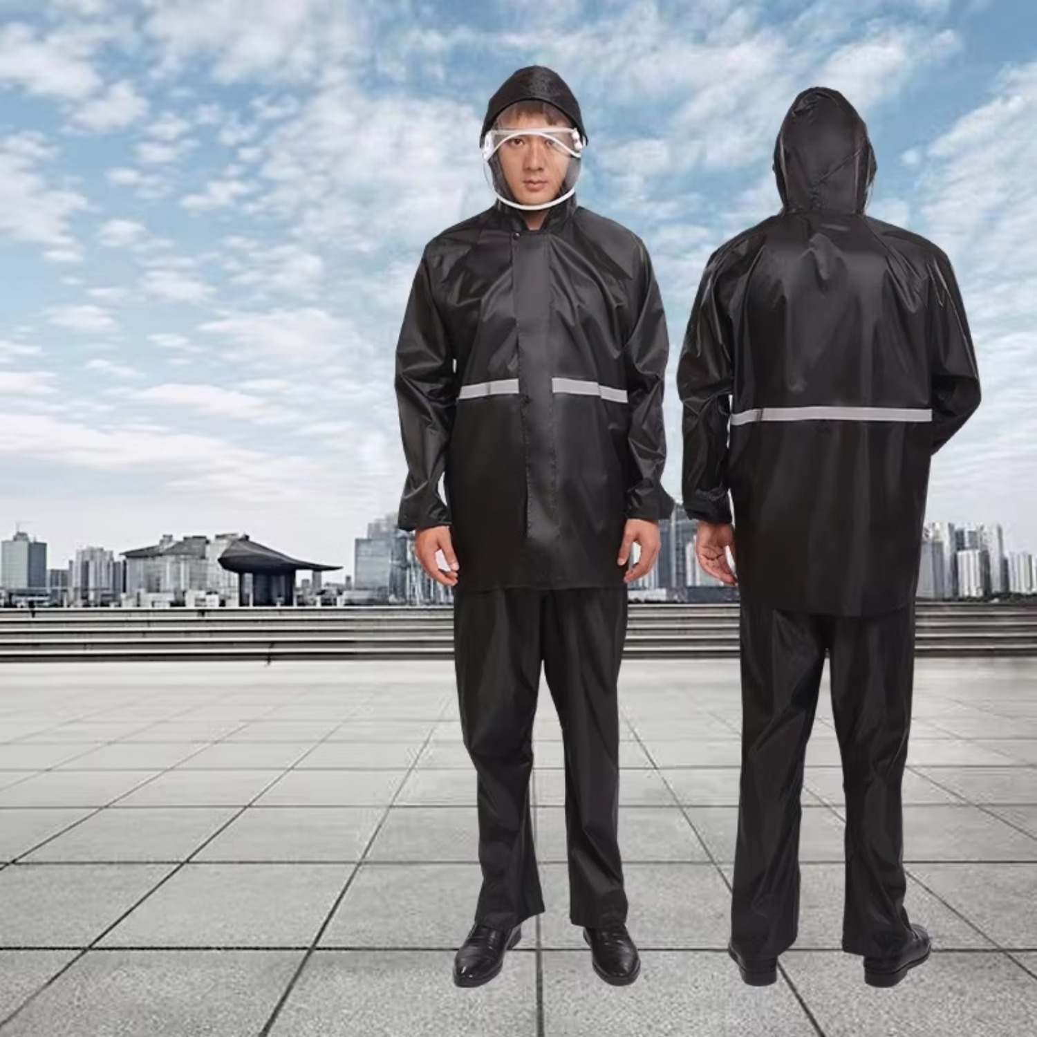 남성용/여성용 방수 레인 슈트, 2피스 후드형 레인 재 - Motorcycle Rain Suit 2 Piece 리뷰 및 가격