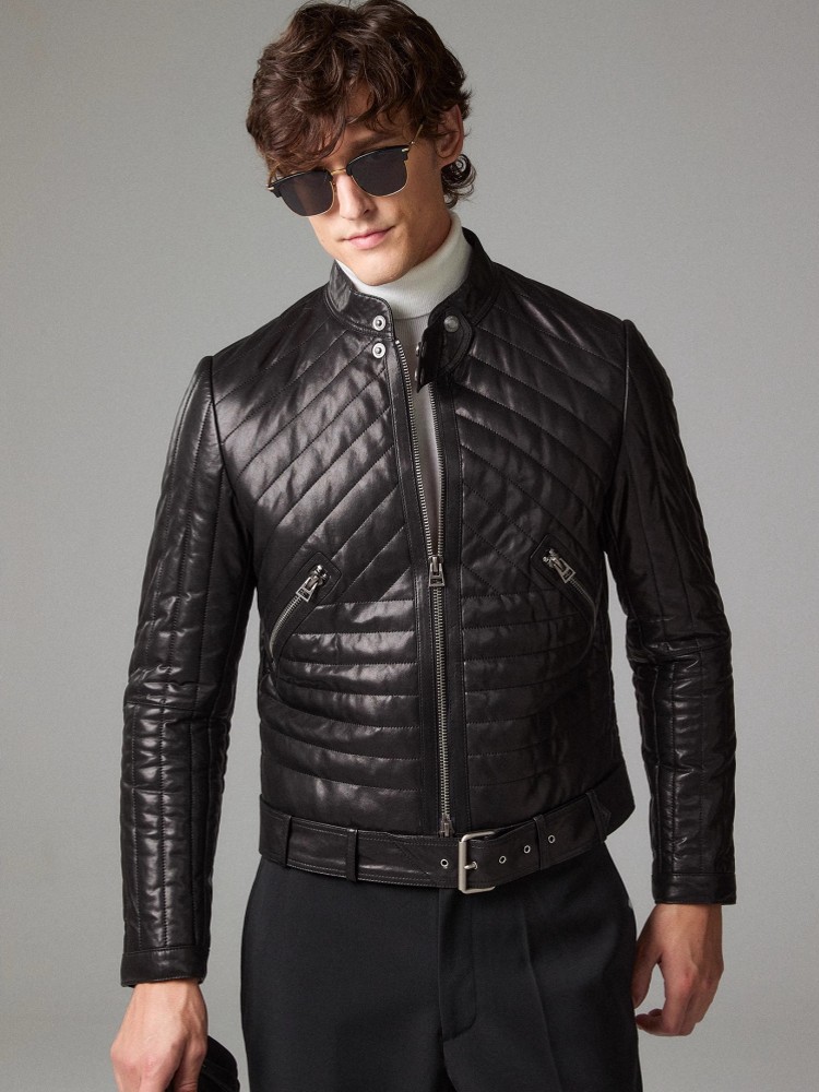 남성 정품 가죽 자켓 스탠드 칼라 가을 겨울 지퍼 슬림 - Leather Motorcycle Jacket Biker 리뷰 및 가격