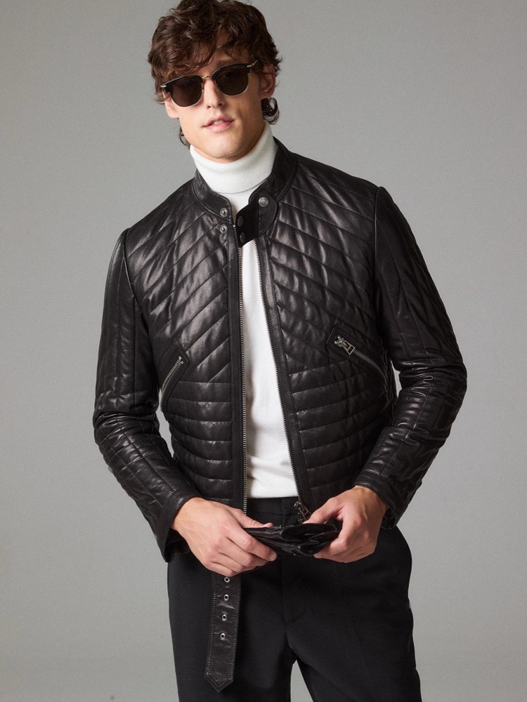 남성 정품 가죽 자켓 스탠드 칼라 가을 겨울 지퍼 슬림 - Leather Motorcycle Jacket Biker 리뷰 및 가격