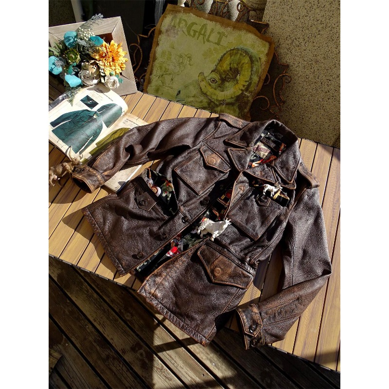 남성용 아메리칸 레트로 티 코어 소가죽 스톤 워싱 디스 - Leather Motorcycle Jacket Biker 리뷰 및 가격