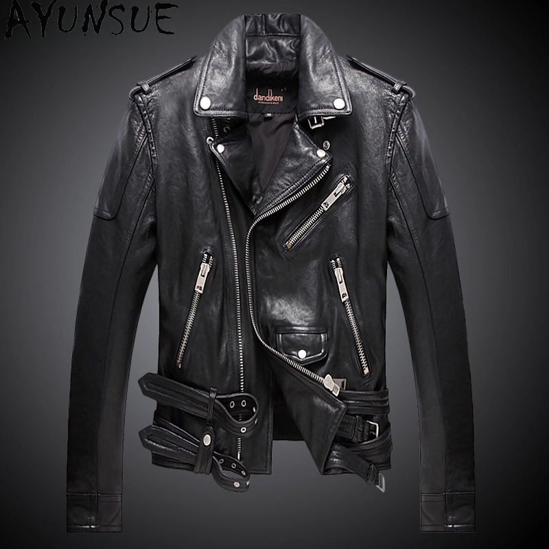 AYUNSUE 진짜 양피 100% 정품 가죽 자켓 남자 - Leather Motorcycle Jacket Biker 리뷰 및 가격