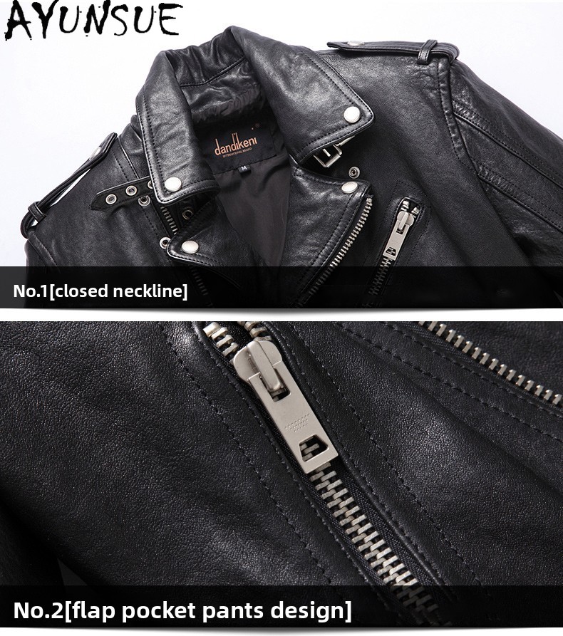 AYUNSUE 진짜 양피 100% 정품 가죽 자켓 남자 - Leather Motorcycle Jacket Biker 리뷰 및 가격