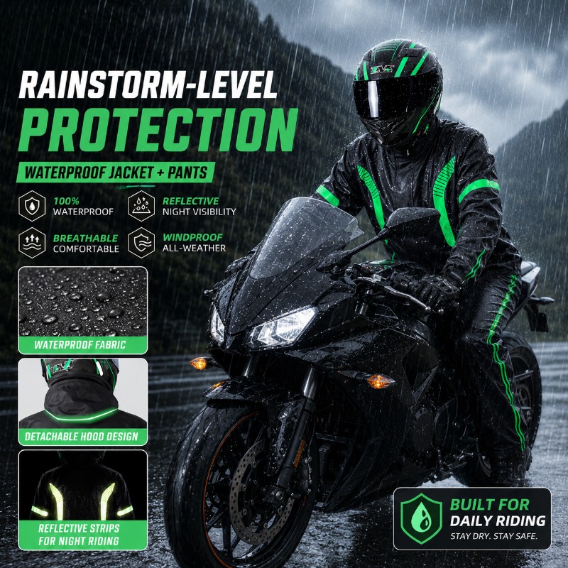 오토바이 레인슈트 방수 자켓 + 바지 세트, 야간 라이 - Motorcycle Riding Jacket Waterproof 리뷰 및 가격