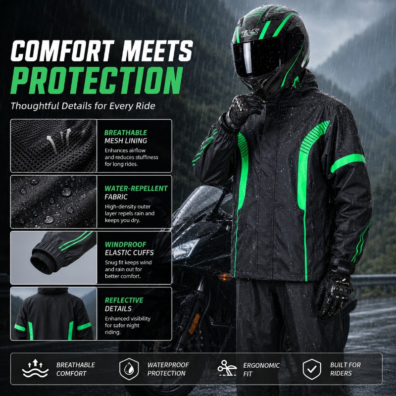 오토바이 레인슈트 방수 자켓 + 바지 세트, 야간 라이 - Motorcycle Riding Jacket Waterproof 리뷰 및 가격