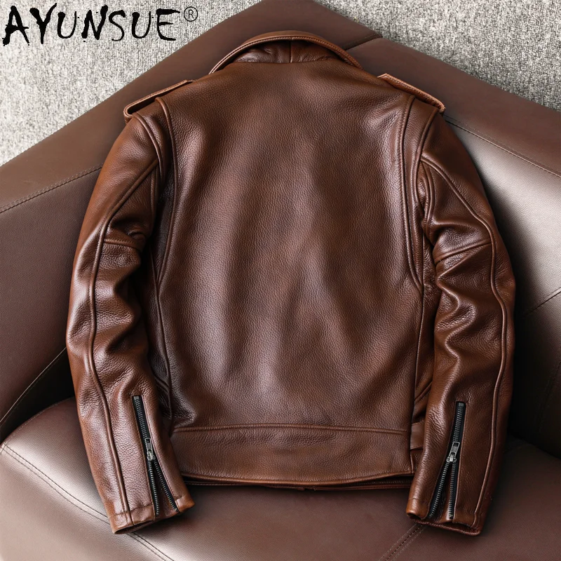 AYUNSUE 정품 암소 가죽 자켓 남성 의류 오토바이 - Leather Motorcycle Jacket Biker 리뷰 및 가격