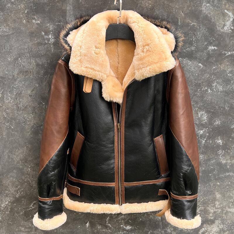 남성용 두꺼운 모피 원 B3 아웃웨어, 비행 세트 슬림 - Leather Motorcycle Jacket Biker 리뷰 및 가격